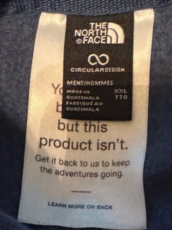 The North Face Hoodie Mens XXL Navy Sweatshirt Long Sleeve Hooded Big Logo - Picture 9 of 10